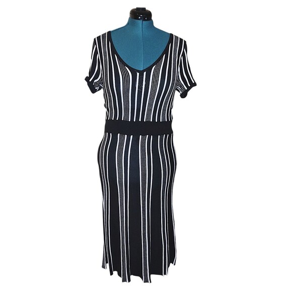 H&M And Madonna 2007 Collab Striped Cap Sleeve Dress Women's Size Medium V Neck - Picture 1 of 6